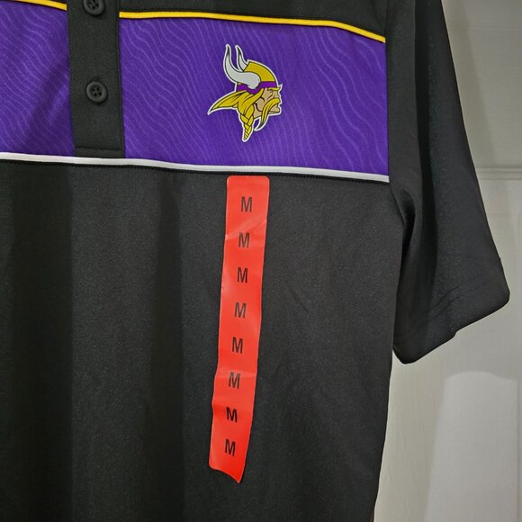 Minnesota Vikings Men's NFL Team Apparel Short Sleeve Polo Shirt Black Sz M NWT - Picture 2 of 7